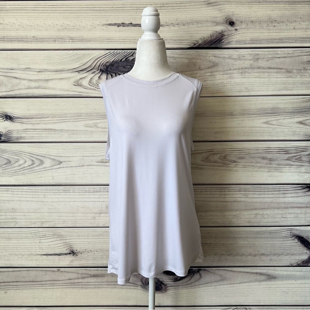 Fabletics White Lightweight Split Back Athletic Tank Top